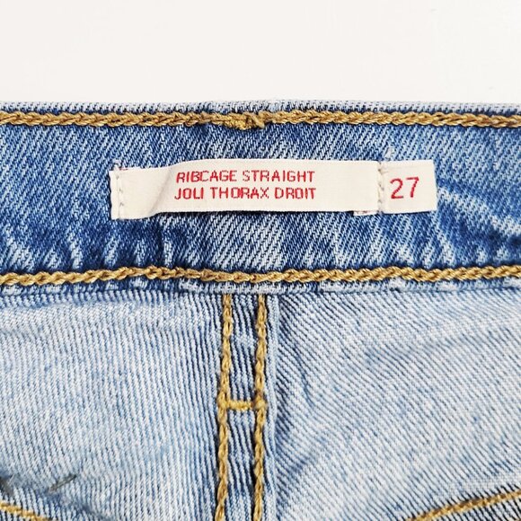 Levi's Ribcage Straight Medium Wash High Rise Ankle Jeans - Size 27 - Picture 10 of 14
